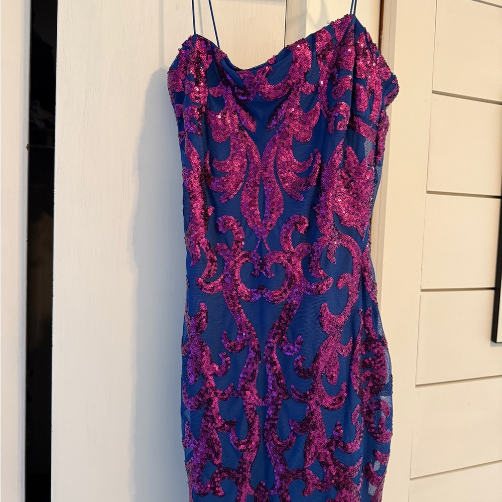 Windsor Blue and Pink Sequin Dress. Size Small. New